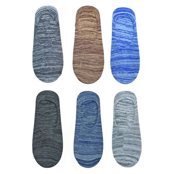 Marled Knit Mens 6 Pack No Show Ankle Socks - Picture 5 of 6